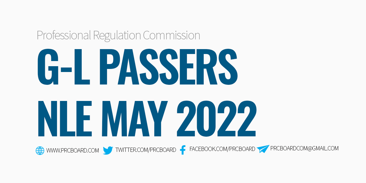 GL Passers Nurse Board Exam Results May 2022