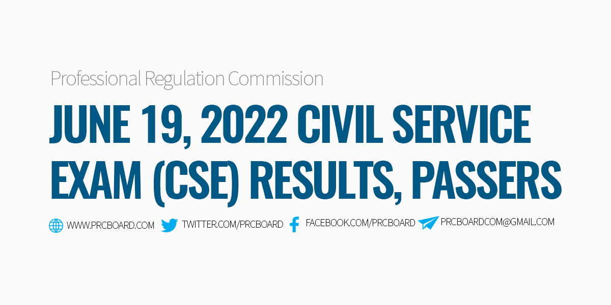 June 19, 2022 Civil Service Exam Results