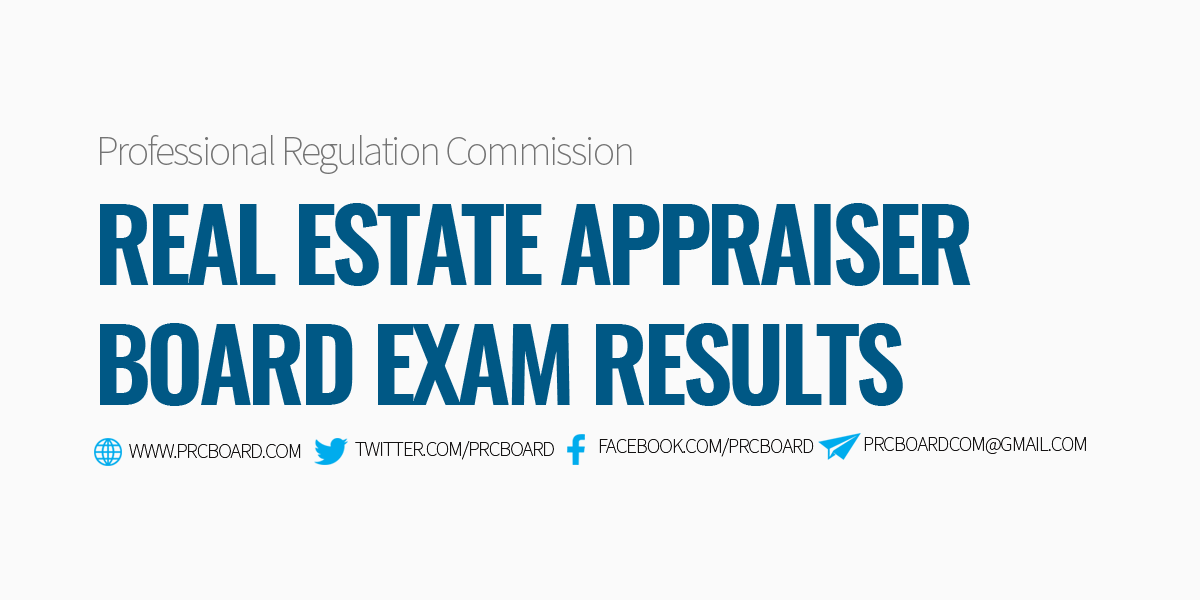 REAL ESTATE APPRAISER RESULT 2023 List of Passers
