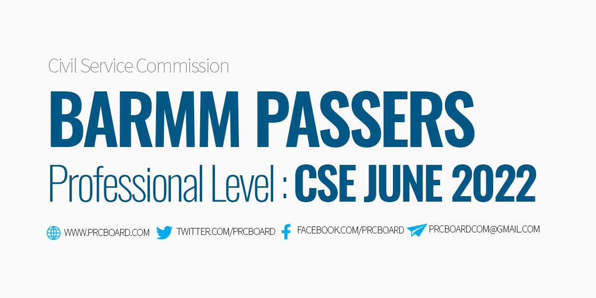 BARMM Passers CSE June 2022 Professional Level