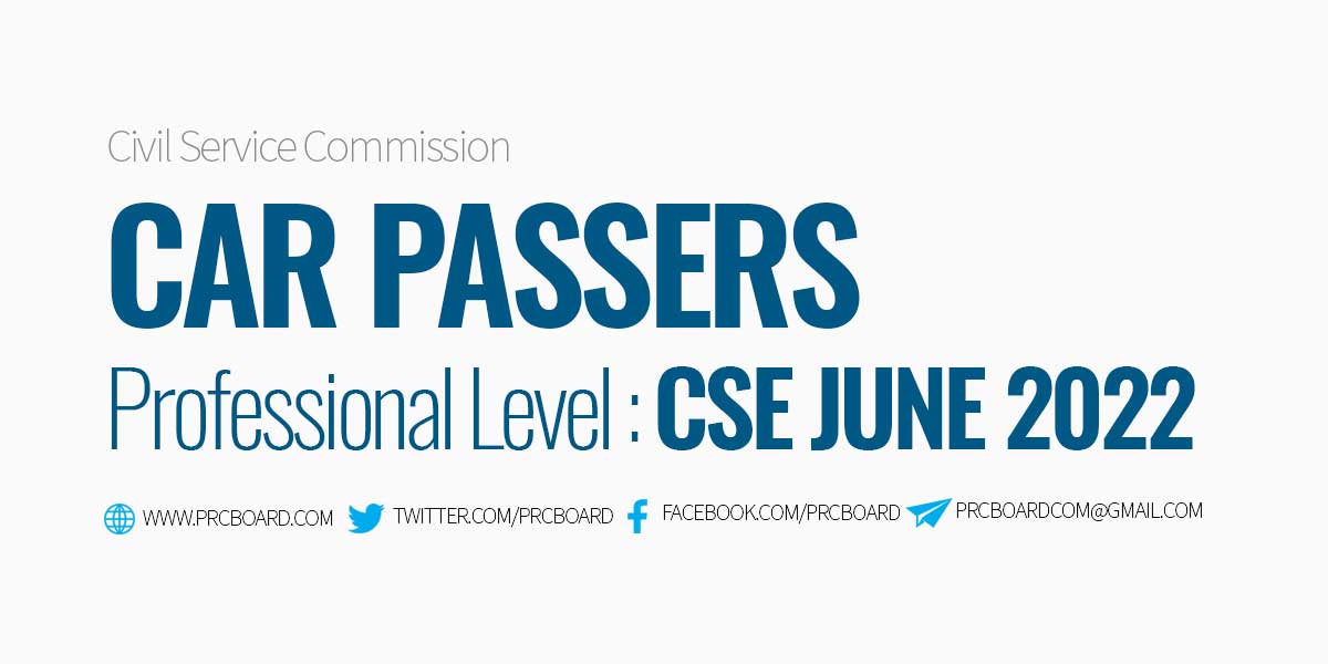 CAR Passers CSE June 2022 Professional Level