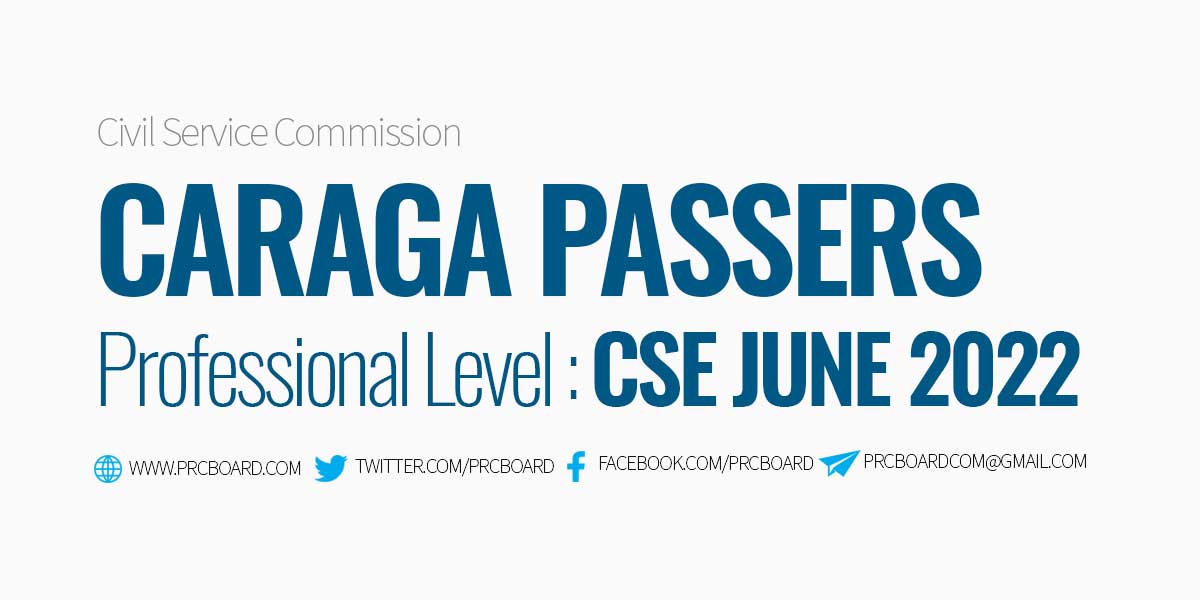 CARAGA Passers CSE June 2022 Professional Level