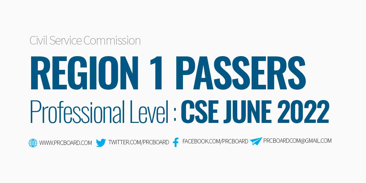Region 1 Passers CSE June 2022 Professional Level