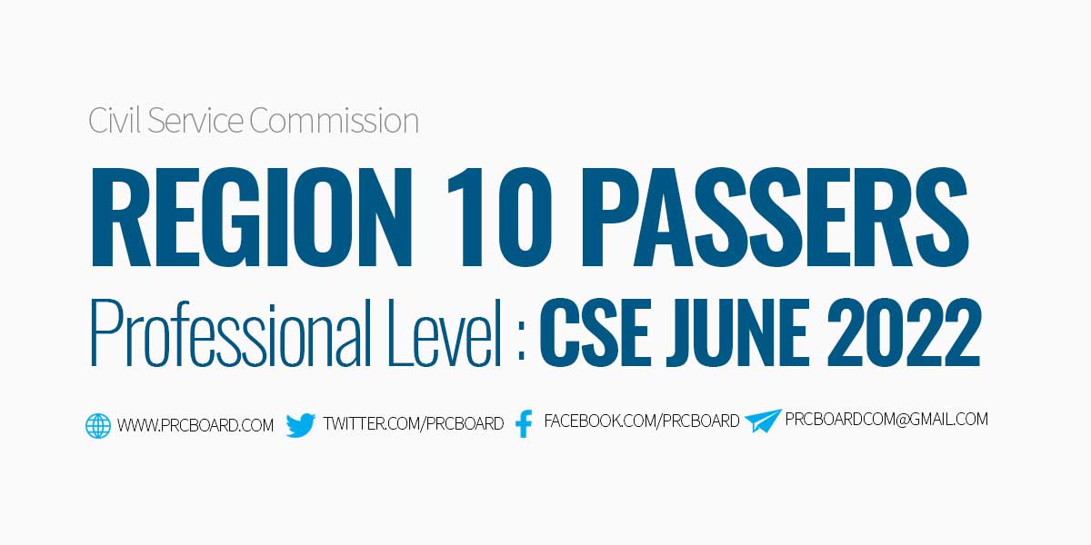 Region 10 Passers CSE June 2022 Professional Level
