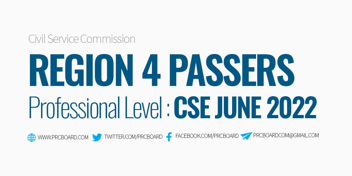 Region 4 Passers CSE June 2022 Professional Level