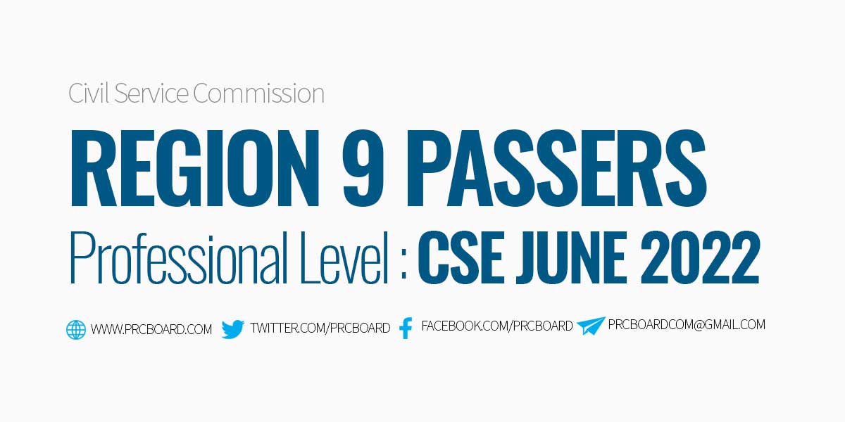 Region 9 Passers CSE June 2022 Professional Level