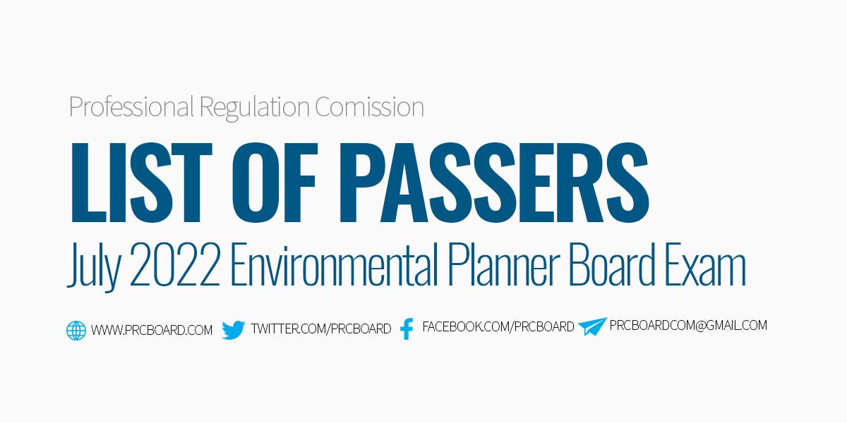 List of Passers Environmental Planner Board Exam July 2022