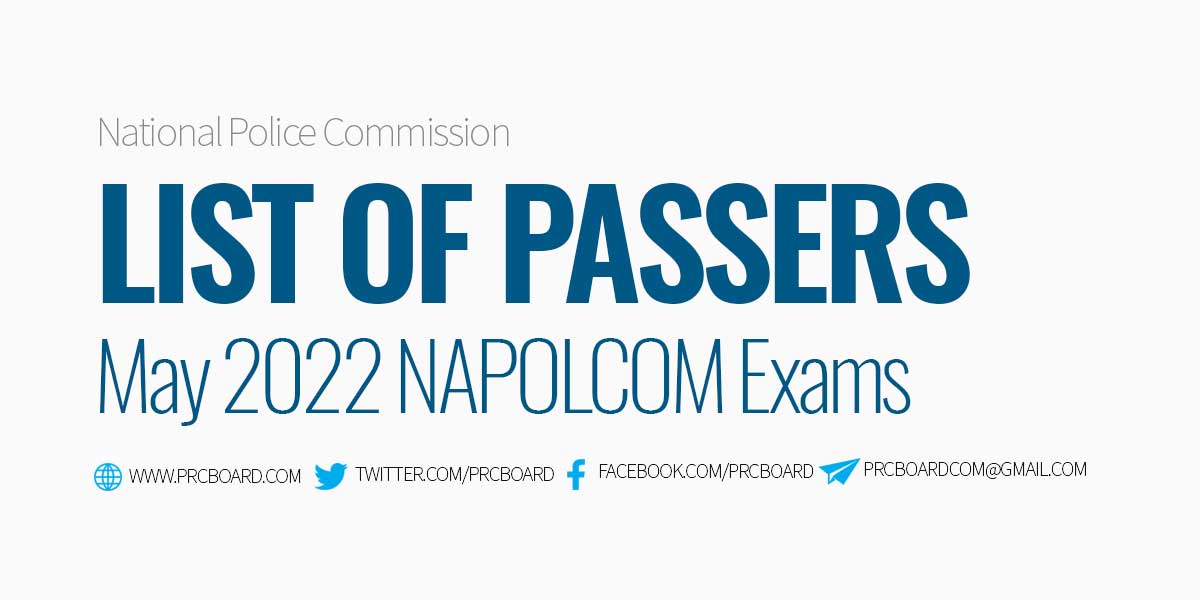 List of Passers May 2022 NAPOLCOM Exam Results