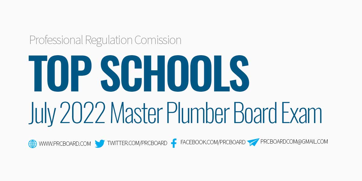 Performance of Schools July 2022 Master Plumber Board Exam