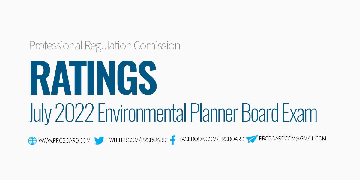 Verification of Rating Environmental Planner Board Exam July 2022