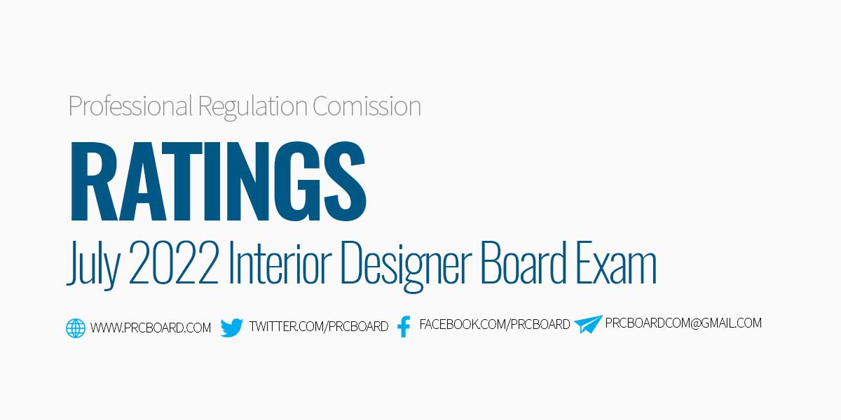 Ratings and Oath-Taking July 2022 Interior Designer Board Exam Results