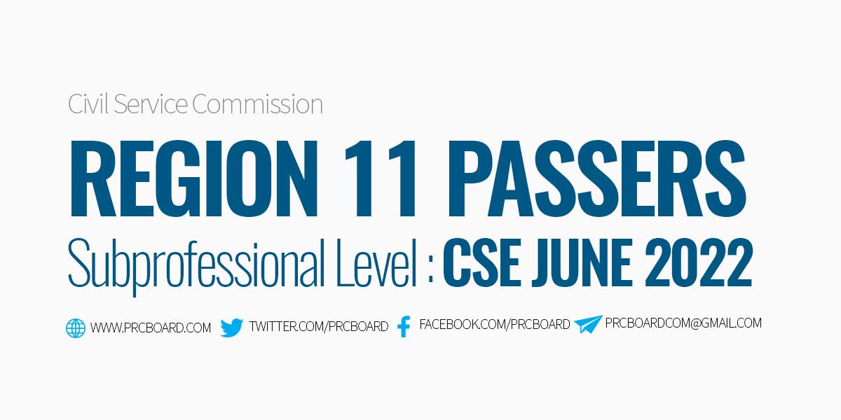 Region 11 Passers Subprofessional June 2022 CSE PPT