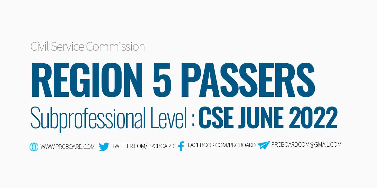 Region 5 Passers Subprofessional June 2022 CSE PPT