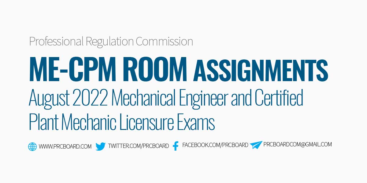 mechanical engineering board exam august 2022 room assignment