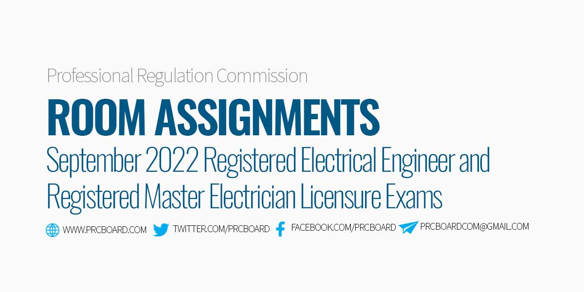 ROOM ASSIGNMENTS September 2022 Registered Electrical Engineer