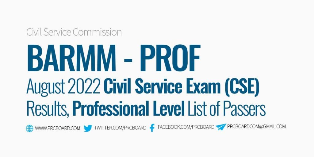 BARMM Passers Professional - Civil Service Exam August 2022