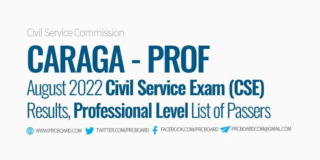 CARAGA Passers Professional - Civil Service Exam August 2022