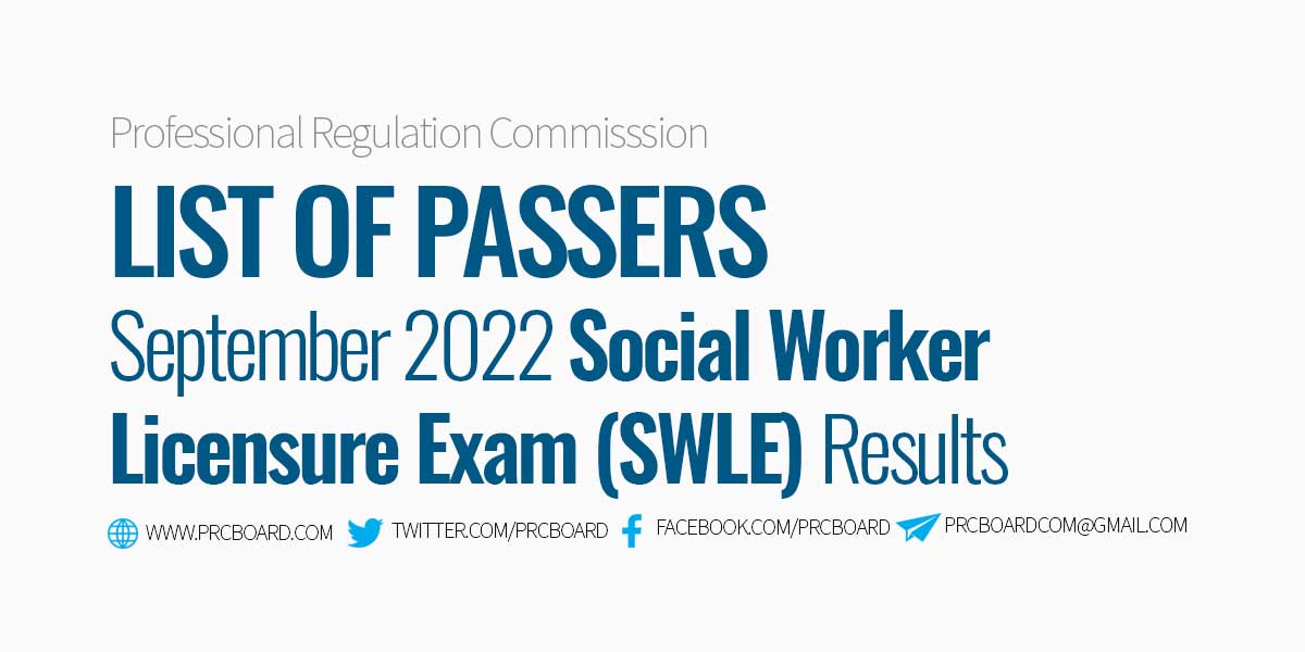 List of Passers - Social Worker Licensure Exam Results September 2022