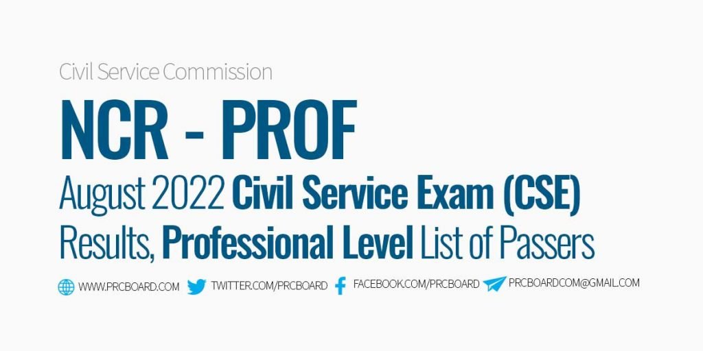 NCR Passers Professional - Civil Service Exam August 2022