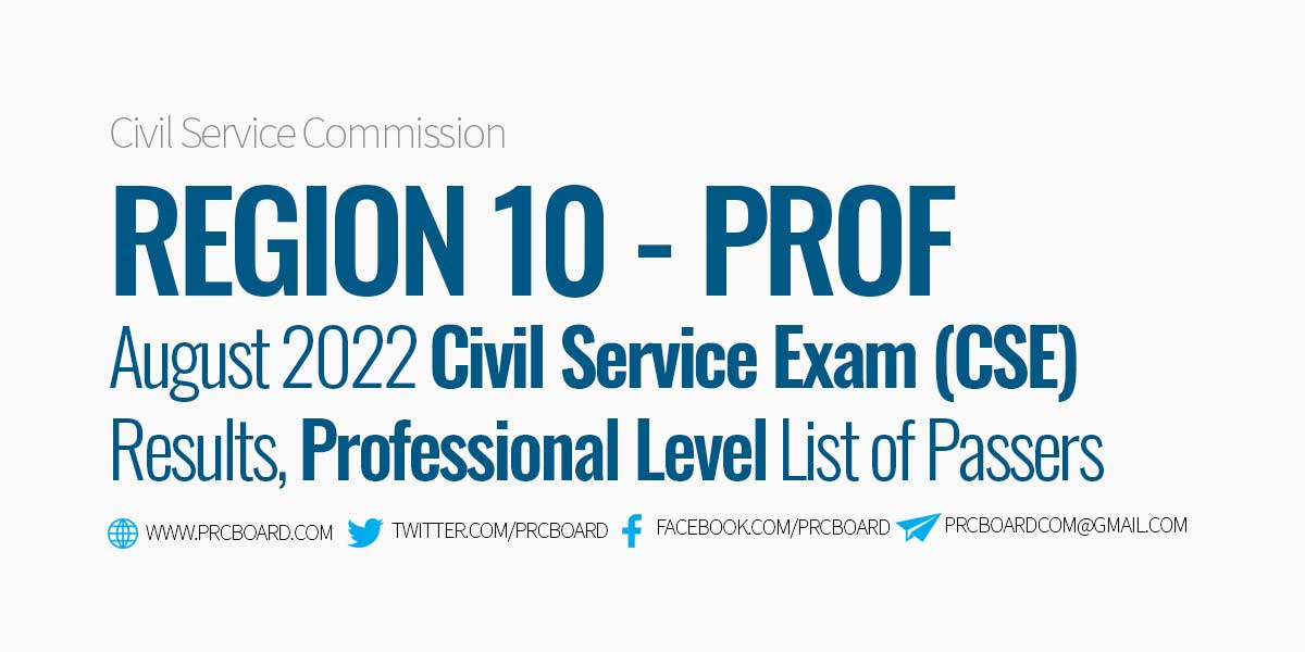 Region 10 Passers Professional - Civil Service Exam August 2022