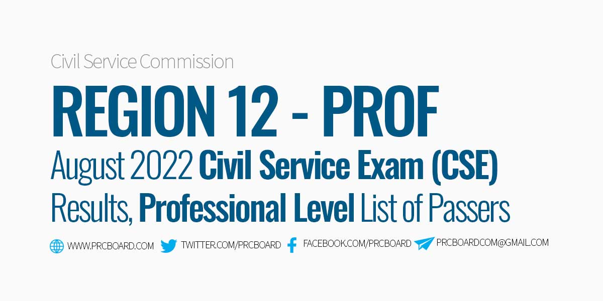 Region Passers August Civil Service Exam Cse Results Professional