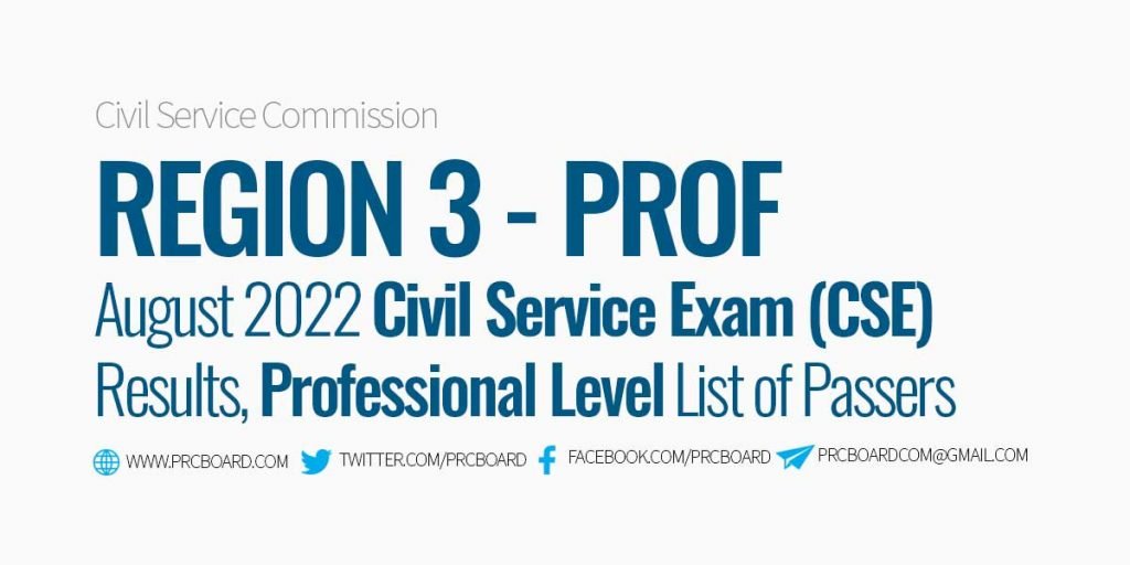 Region 3 Passers Professional - Civil Service Exam August 2022