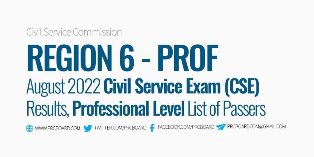 Region 6 Passers Professional - Civil Service Exam August 2022