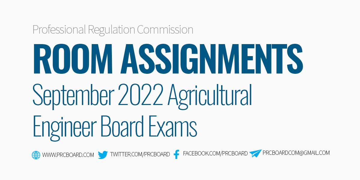room assignment agriculture board exam 2022