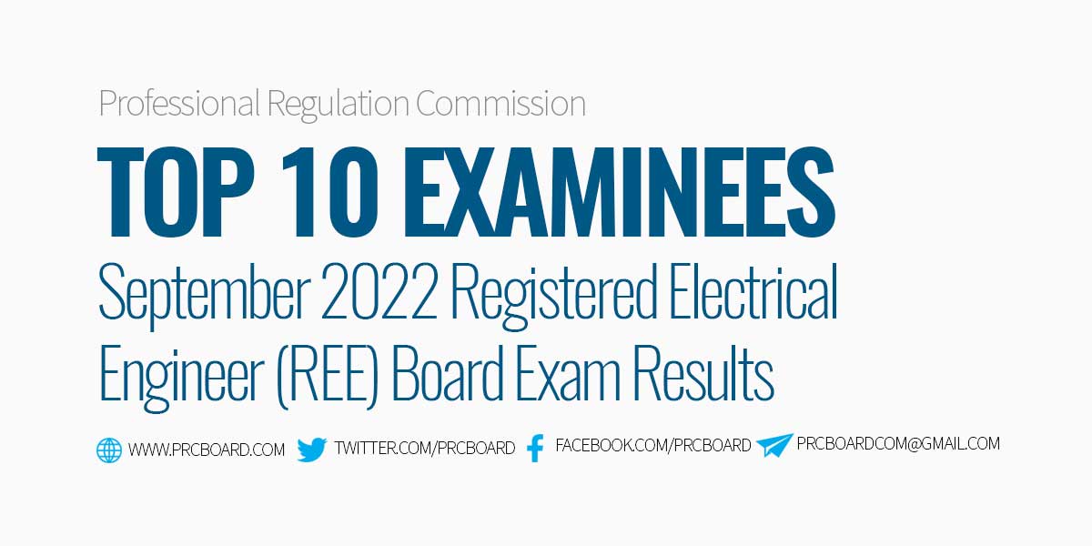 List of Topnotchers September 2022 Registered Electrical Engineer REE Board Exam Results, Top 10