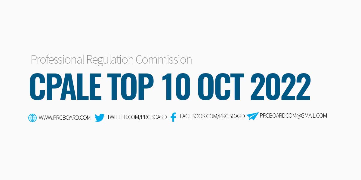 TOP 10 October 2022 Accountancy CPA Board Exam Topnotchers