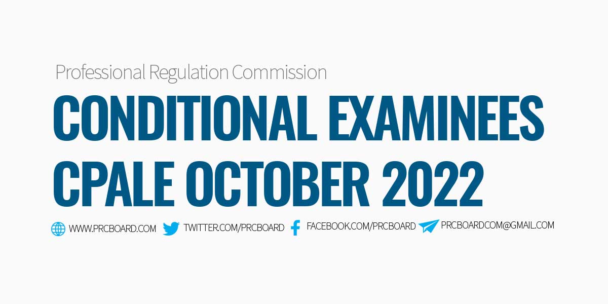Conditional Examinees October 2022 CPALE