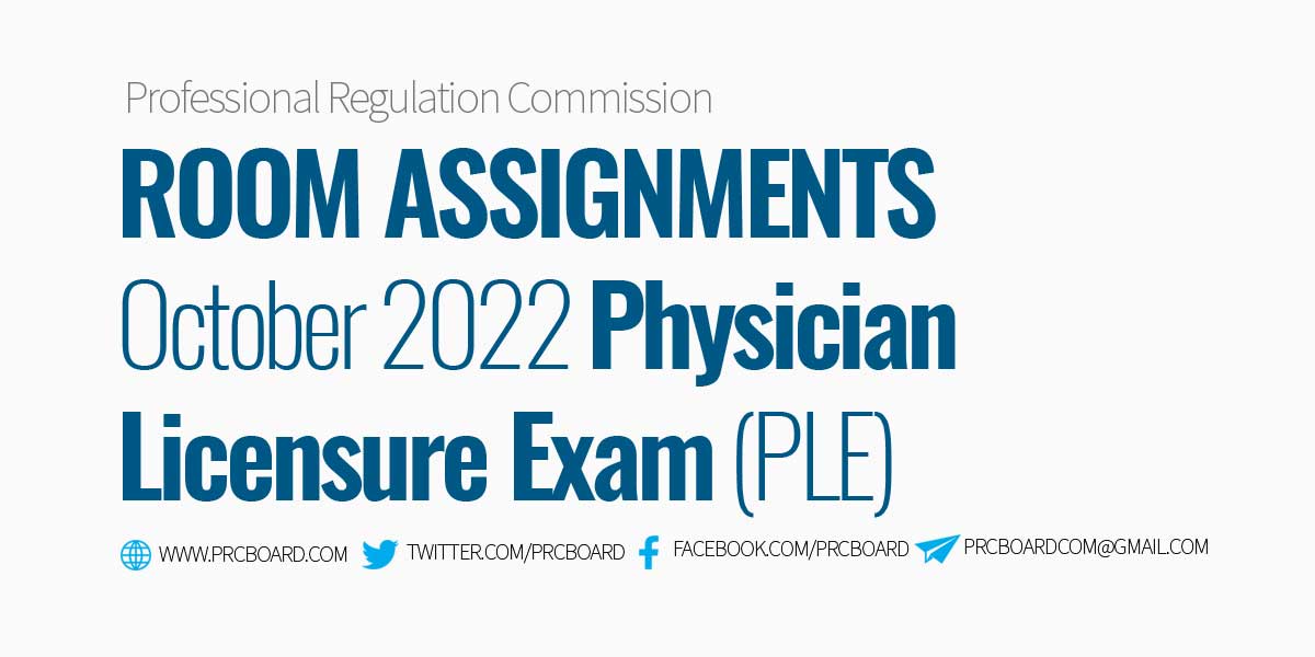prc room assignment physician october 2022