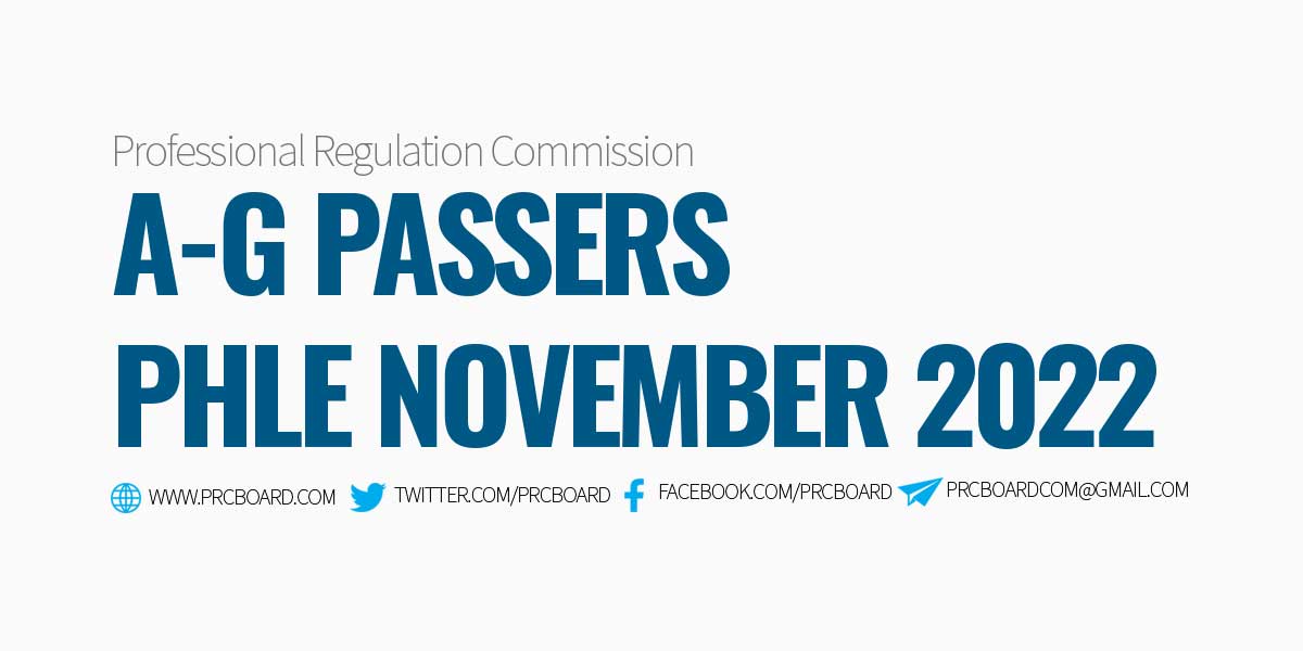 PHLE Result November 2022 AG List of Passers