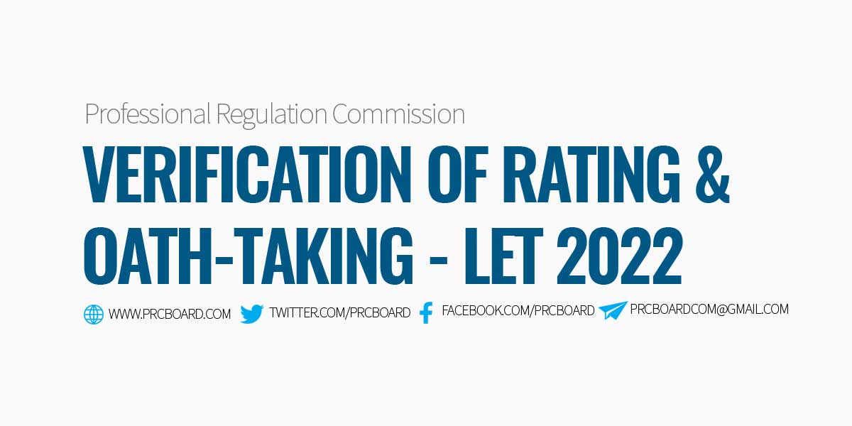 Verification of Rating and Oath-Taking LET October 2022