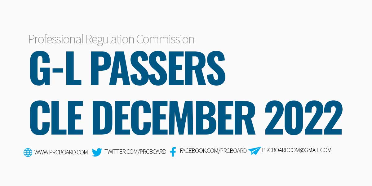 GL Passers CLE Results December 2022