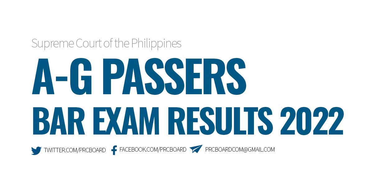 AG List of Passers Bar Exam Results 2022