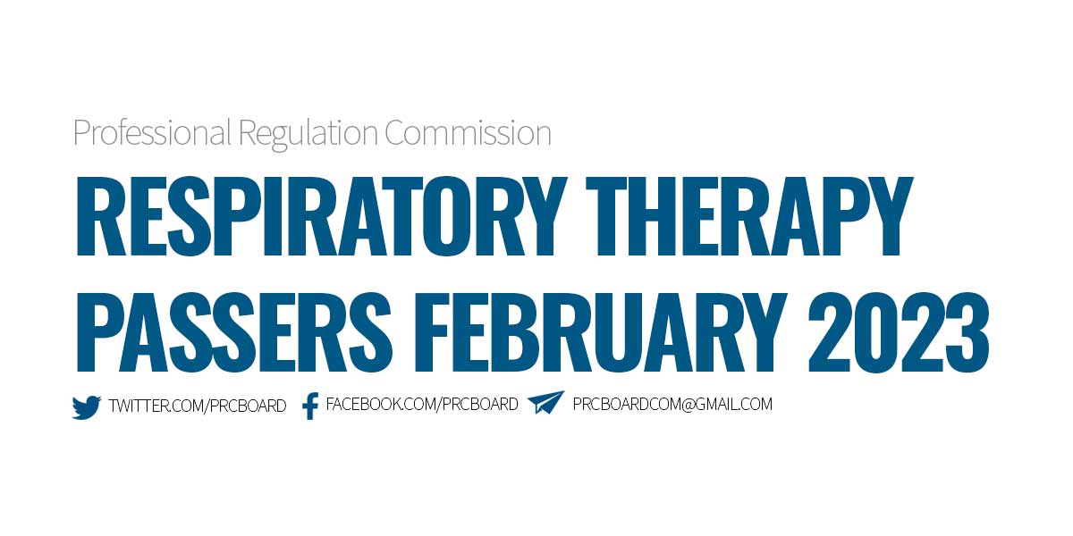 February 2023 Respiratory Therapist Board Exam Results, Passers