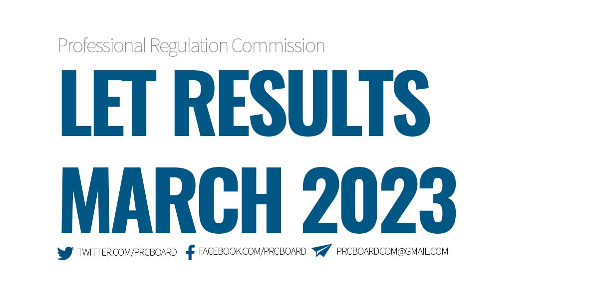 LET RESULTS March 2023 Elementary and Secondary List of Passers