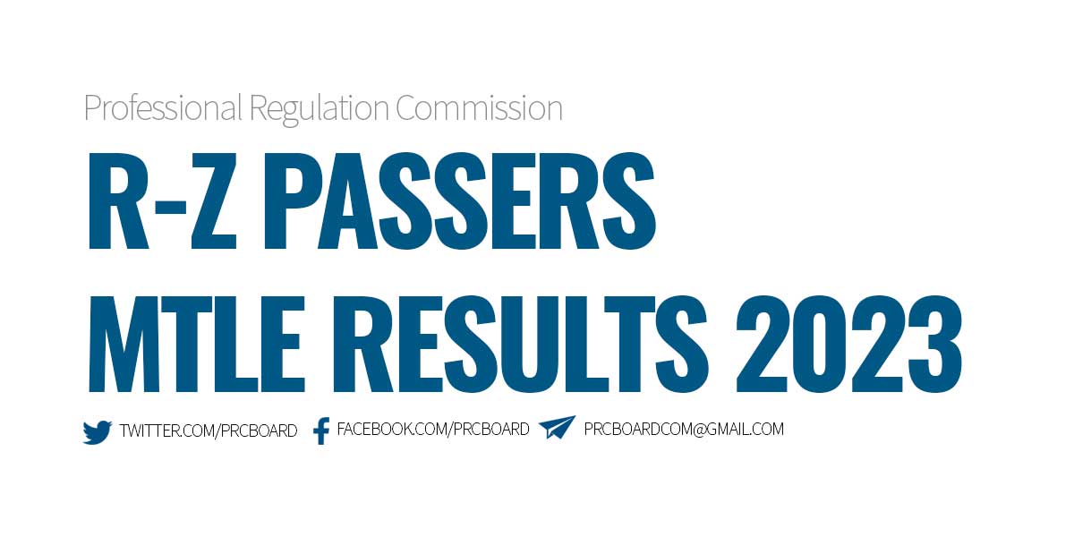 MTLE Result March 2023 RZ List of Passers