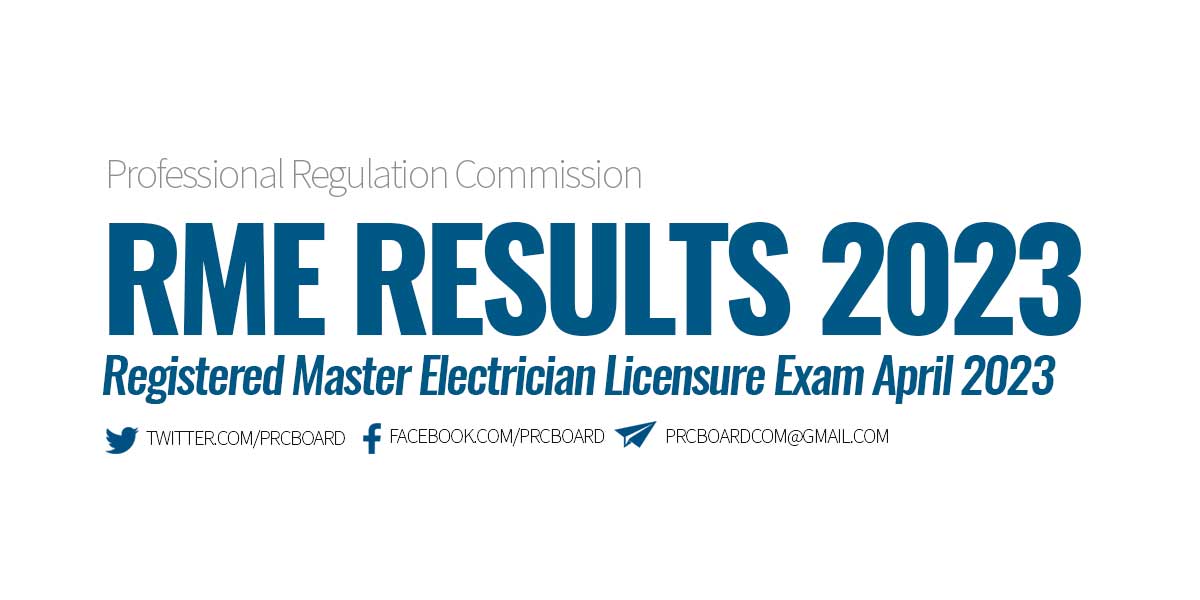 RME RESULTS April 2023 Registered Master Electrician Board Exam Passers
