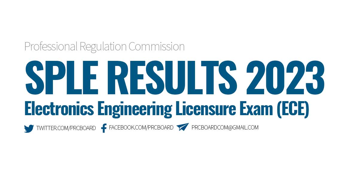 SPLE ECEECT RESULTS April 2023 Electronics Engineer Licensure Exam