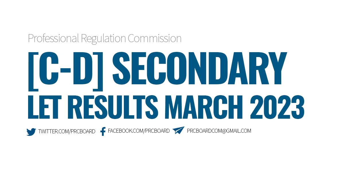 CD Passers Secondary LET March 2023 Results