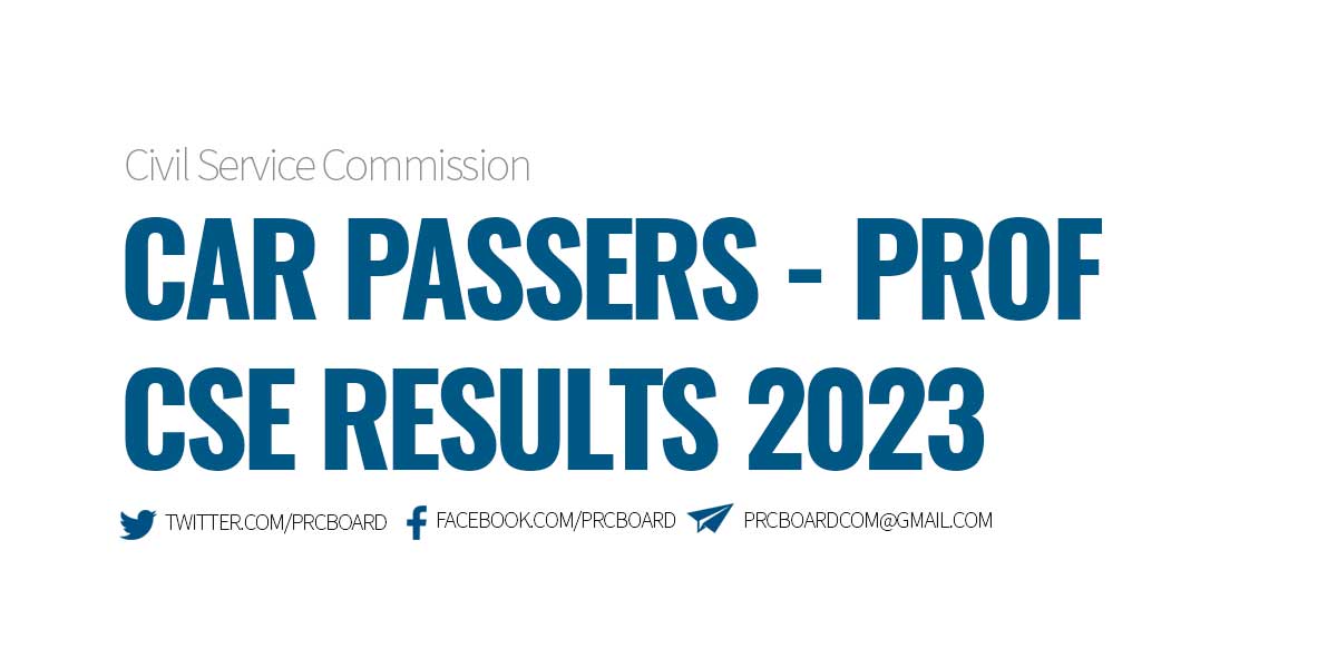 CAR PASSERS Professional CSE Results March 2023