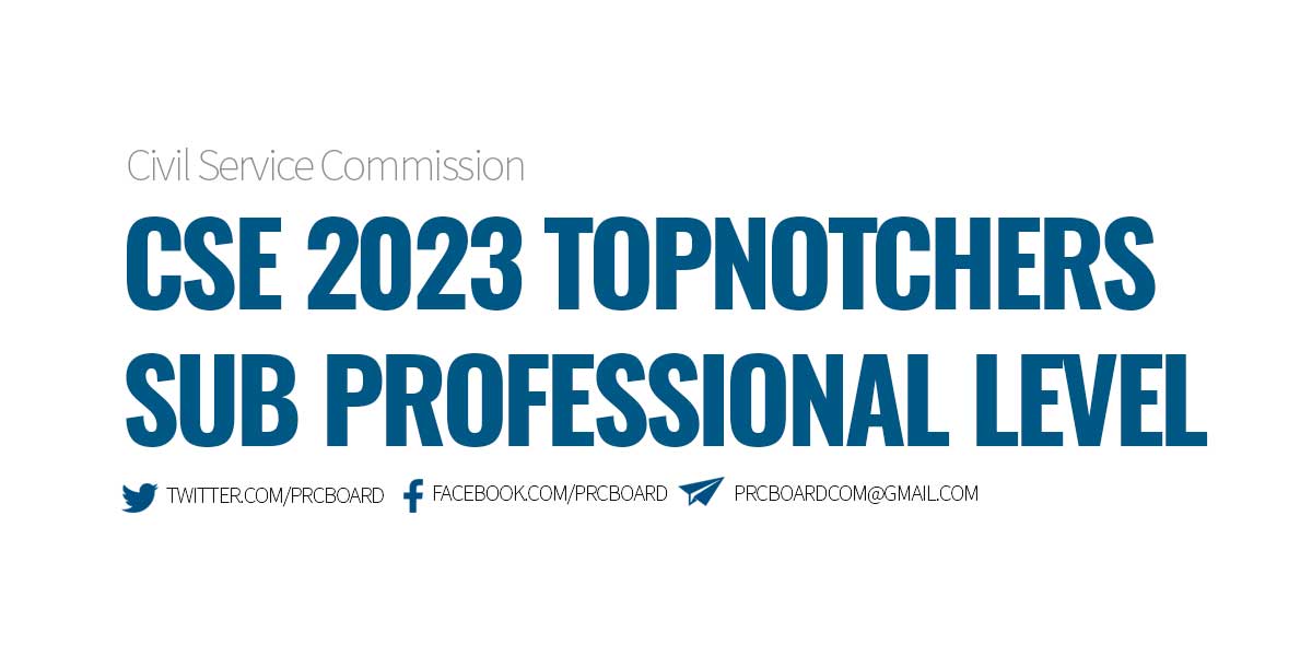 RESULTS March 2023 Civil Service Exam CSE, Top 10 Subprof