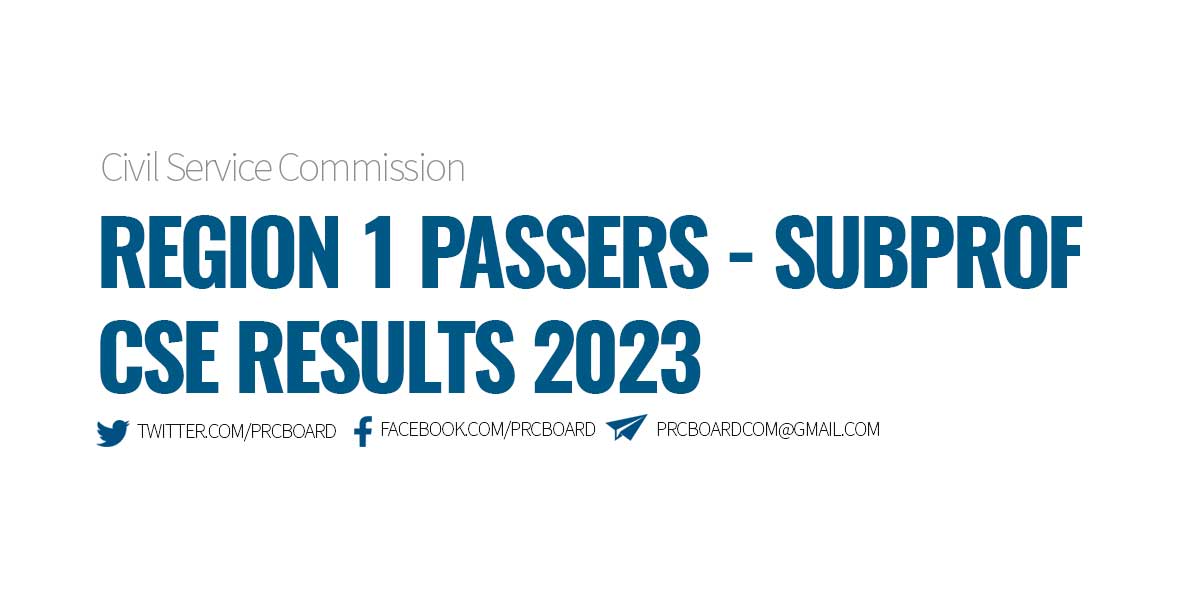REGION 1 PASSERS Subprofessional March 2023 Civil Service Exam Results