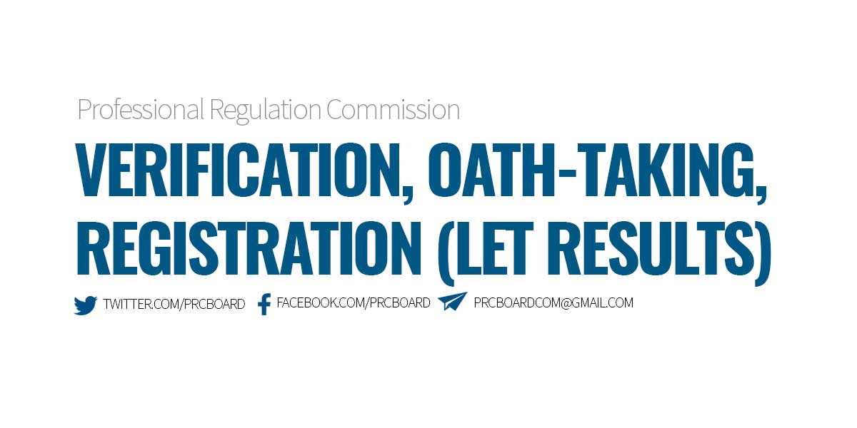 Verification of rating registration oath taking march 2023 let results