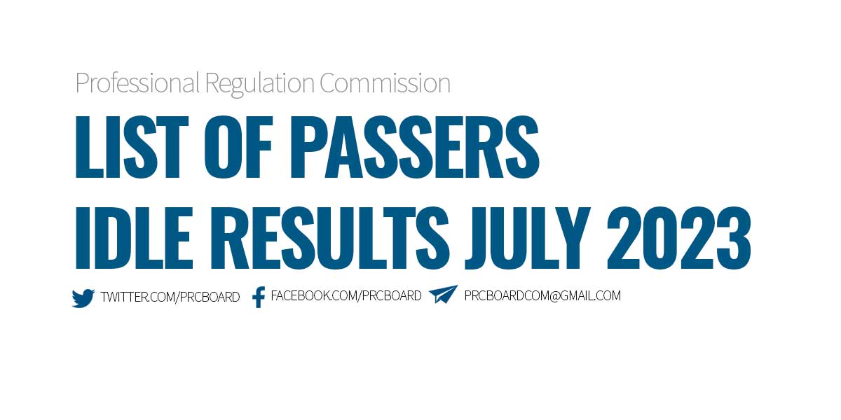 IDLE Results July 2023 List of Passers