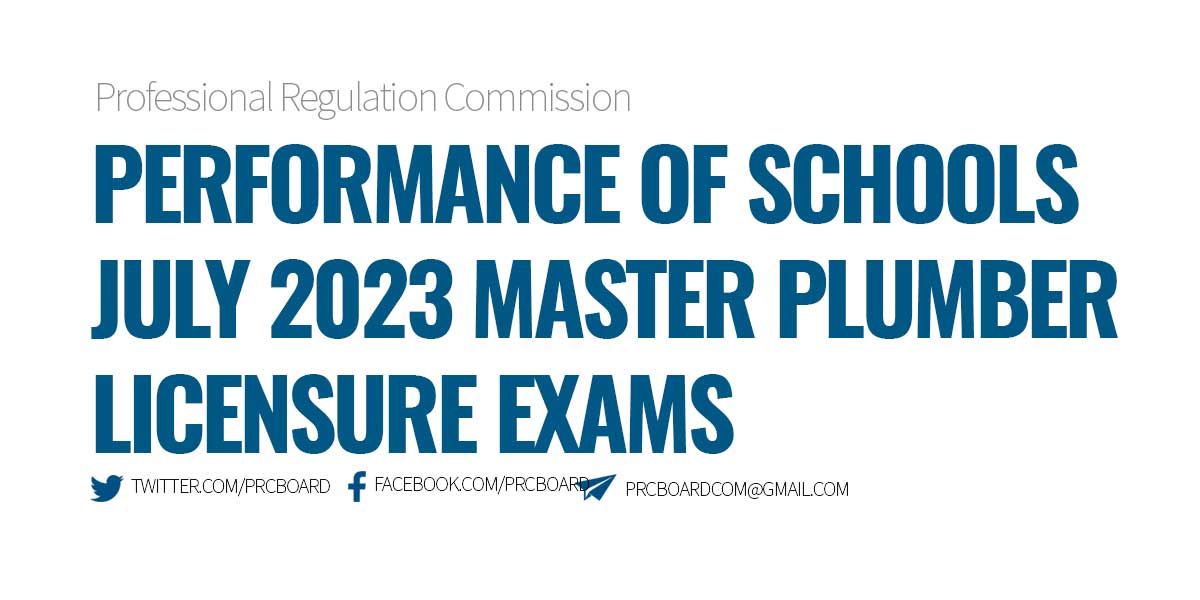 Performance of Schools July 2023 Master Plumber Licensure Exam MPLE Results