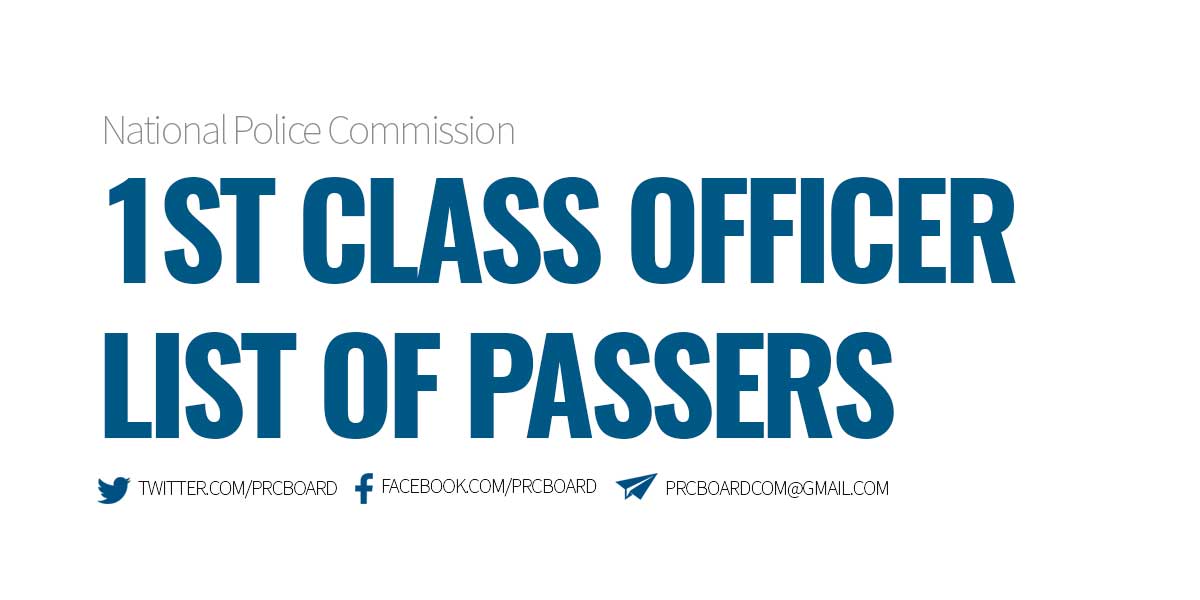 1st Class Officer List of Passers NAPOLCOM Exam Results