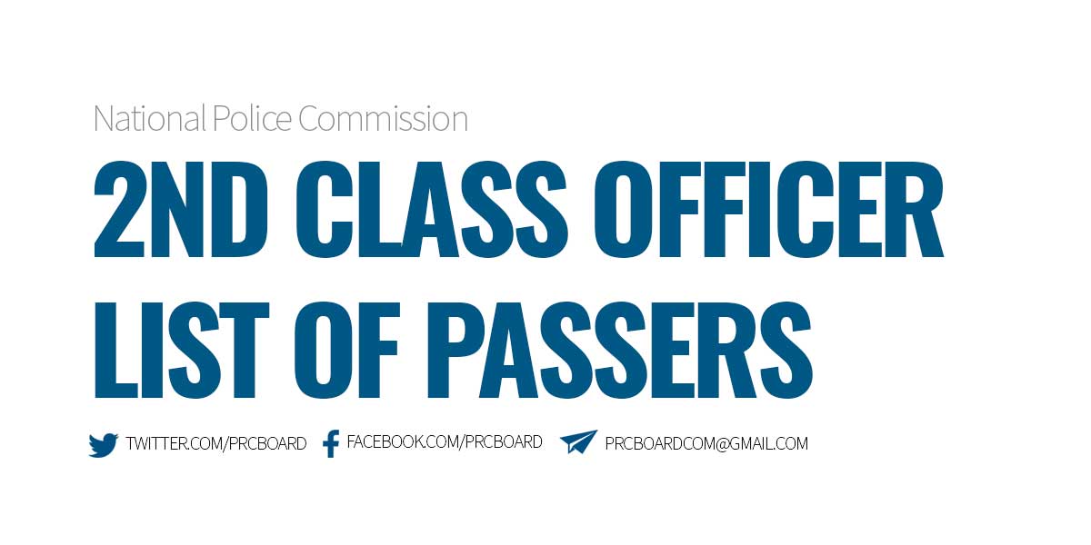 2nd Class Officer List of Passers NAPOLCOM Exam Results